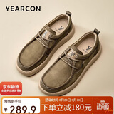 意尔康男鞋复古工装休闲皮鞋软底舒适袋鼠鞋 59102W 浅咖    44