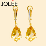 JOLEE耳钉女S925银时尚简约轻奢彩宝黄水晶耳坠饰品送女士礼物一物一证