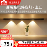 雷士（NVC）人体感应灯带自粘无线橱柜灯酒柜鞋柜充电led灯条磁吸护眼氛围灯 山丘-黑【42cm】三色-1500毫安