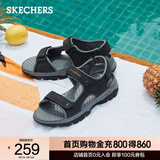 斯凯奇（Skechers）男鞋夏季魔术贴凉鞋运动休闲户外鞋简约露趾沙滩鞋子防滑拖鞋 黑色/BLK 42 【正码正拍】