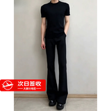 杜小闲垂坠感黑色微喇西裤男高个子加长弯刀裤子cleanfit高腰提裆直筒裤 黑色 微喇剪裁拉长腿 XL 身高175-180cm体重140-155斤