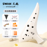 天鹅（SWAN）T6光面树脂款防摔陶笛12孔AC中音小学生入门专用课堂儿童初学者白