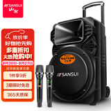 山水（SANSUI）A12-66 12吋广场舞音响 户外音响卡拉ok重低音蓝牙音响 便携式K歌移动舞台拉杆音箱大功率扩音器 旗舰版（12寸重低音+双麦）