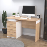 美宜德曼电脑桌 1.2米左三抽简约办公台式职员桌家用学习写字桌子 橡木色 