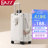 EAZZ【5轮承重+轻便加大容量】行李箱女拉杆箱男旅行箱学生密码皮箱子 新增USB充电口+杯架+挂钩白色 20英寸 ｜四轮常规55分登机箱