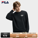斐乐（FILA）官方男子套头运动卫衣秋季时尚休闲简约圆领套头衫长袖上衣男装 正黑色-BK XL