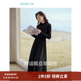 茵曼（INMAN）2025秋冬女装新款灯芯绒连衣裙新品长袖休闲针织礼服中长裙子 午夜黑-18348357H1 M