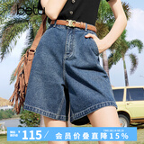 百图betu女装夏季新款牛仔裤高腰百搭显瘦A版牛仔短裤女2403T82 牛仔色 L