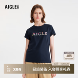 AIGLE艾高轻奢短袖T恤春夏户外休闲运动舒适圆领套头女士上衣 深海军蓝 BC511 36(160/84A)
