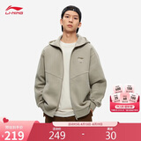 李宁卫衣男女款秋季简约LOGO运动宽松开衫连帽外套AWDU973