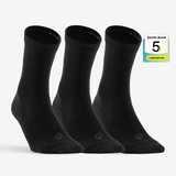 迪卡侬（DECATHLON）透气吸汗袜子运动袜高帮棉袜柔软舒适男女长袜 RS160-商务黑色-3双装 【39-42】(鞋码39/40/41/42)