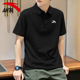 安踏POLO衫短袖男t恤夏季款休闲运动高端服新款男士冰丝速干跑步男装 8102-7基础黑（棉感透气/双纽扣） XL (180) 适合140-160斤