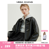 VEGA CHANG机车风皮衣女春季2026年韩版一字扣PU皮夹克短外套 黑色 M