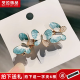 芠拉满钻小号发夹后脑勺顶夹发卡优雅淑女头饰半扎发一字夹韩版 花朵发夹A26-303