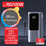 CENTIFLY优博士【3C认证】适用于150WiQOO ViVO华为荣耀OPPO一加真我小米20000自带线120W100W超级快充电宝 送【1米华为/荣耀快充线+收纳包+收纳袋】 20000mAh
