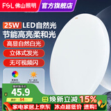 佛山照明卧室吸顶灯客厅led灯厨房厨卫灯玄关过道灯现代简约吸顶灯 薄款全白25W白光5700K