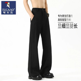 啄木鸟（TUCANO）美式cleanfit黑色垂感西裤男2026秋季高街新款潮牌直筒休闲长裤 黑色 XL 推荐【130-150斤】