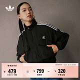adidas三条纹短款休闲夹克外套女装阿迪达斯官方三叶草 黑色   L