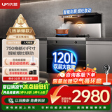 优盟（UM）集成灶一体式750mm小户型家用大吸力侧吸下排自清洁小尺寸抽油烟机燃气灶套装天然气JJZT-UJ257