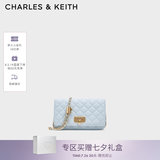 CHARLES&KEITH经典菱格链条小方单肩斜挎包包女包七夕礼物送女友CK2-70160131 Sea Salt Blue海盐蓝（新色） 小包