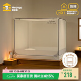 美朵嘉A类婴儿童防摔蚊帐床围栏1.5x2米家用拉链三开门浅灰【加密网眼】