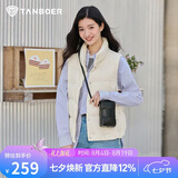 坦博尔羽绒服马甲女立领宽松外搭短款羽绒背心外套TD236006 小香白 165