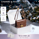 CHARLES&KEITH复古锁扣豆腐包单肩斜挎包包女包生日七夕礼物送女友CK2-80781400 DARK BROWN深棕色CK2-80782444 S/M