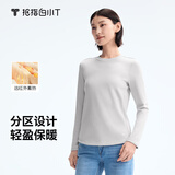 拇指白小T【热力加绒T】加厚长袖T恤秋冬男女保暖打底衫 女款银灰 L