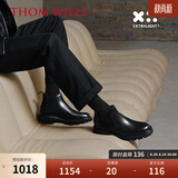 THOM WILLS切尔西男靴真皮英伦冬季商务休闲靴子男潮流短靴 黑色E831 40 /7码