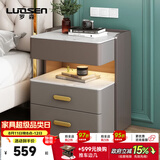 罗森（LUOSEN）岩板床头柜简约卧室三层床头置物架收纳柜 深浅灰