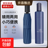【全网爆款】手动UV折叠雨伞男女晴雨伞两用防晒遮阳黑胶伞 【手动款】藏青UV