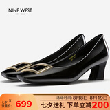 NINE WEST玖熙女鞋气质高跟皮鞋女士方头单鞋女七夕礼物 NH434045FK 黑色37
