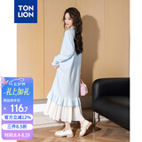 唐狮（TonLion）2024长袖连衣裙长款韩系毛衣裙内搭针织打底裙 婴儿蓝 S 