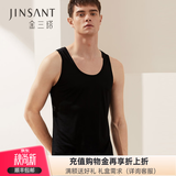 金三塔背心男100%桑蚕丝男士圆领背心1YZM4A501 黑色 L
