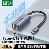绿联Type-C转千兆网口RJ45网线转接头有线网卡转换器适用苹果MacBook华为笔记本电脑手机以太网扩展坞