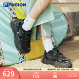 FILA FUSION斐乐女鞋BIANCO老爹鞋季硬糖鞋休闲鞋厚底运动鞋女 黑色-BK 37.5