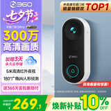 360可视门铃5Pro 300万家用监控摄像头智能猫眼红外夜视远程双向通话