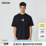 CHINISM CH纯棉短袖男夏季T恤半袖时尚宽松潮流休闲圆领情侣上衣 黑色 XL