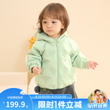巴拉巴拉宝宝羽绒服男童童装婴儿秋冬女童外套轻薄舒适时尚萌趣潮 粉绿-小熊压胶-白鸭绒 100 （充绒量34g）