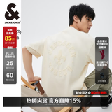 杰克·琼斯（JACK&JONES）26年男装春夏季重磅棉宽松复古哥特字母发泡印情侣短袖T恤男小众 乳白色A05 常规 S 17
