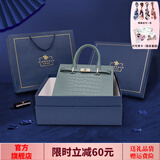 皮尔保罗（PIERPOLO）女士手提包包2026新款女包头层牛皮大容量斜挎包生日礼物送妈妈 灰蓝色【高档礼盒】