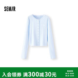 森马长袖t恤女提花刺绣纯棉蕾丝修身开衫109725101014