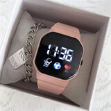 蓝铂丽手表女ins高颜值学生党简约时尚小众设计电子表方太 粉色