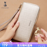 金狐狸（FOXER）牛皮女士钱包大容量长款卡包钱票夹手拿包零钱包七夕情人节礼物