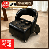 溜溜凳万向轮小凳子高级感靠背家用小椅子滑轮移动凳子客厅小板凳 防刮黑色【大座面】加强静音橡胶轮