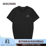 斯凯奇（Skechers）七夕T恤男女款短袖简约透气百搭情侣运动上衣 碳黑/0018 S