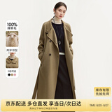 尚都比拉中长款100%羊毛大衣女冬季宽松呢子双面毛呢外套 白茶驼 L 