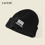CACUSS帽子女秋冬毛线帽时尚包头帽保暖套头针织帽女 黑色