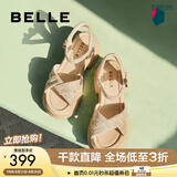 百丽（Belle）满钻条带繁星休闲凉鞋女商场款厚底凉鞋A9S2DBL4 杏色 36 (230mm)