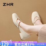 ZHR则则玛丽珍鞋女2026新款软底一字带女鞋晚晚风法式单鞋CG71米色37